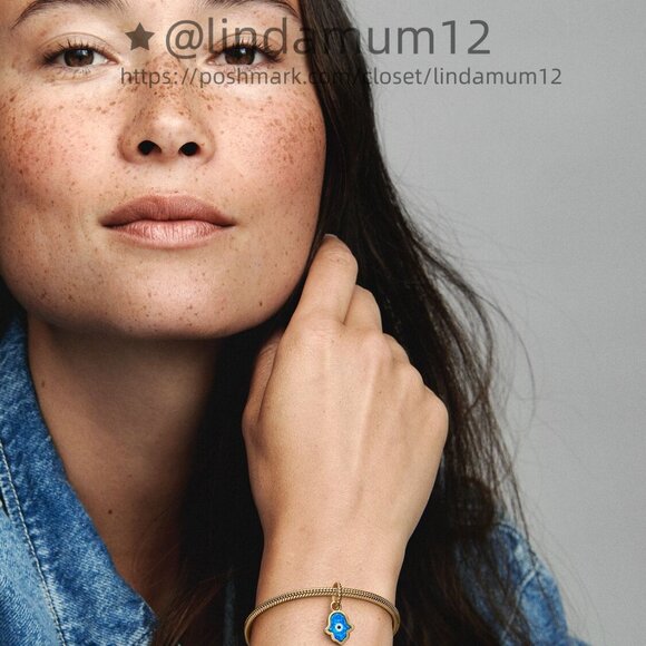 Pandora Opalescent Blue Hamsa Hand Dangle Charm - Picture 5 of 5